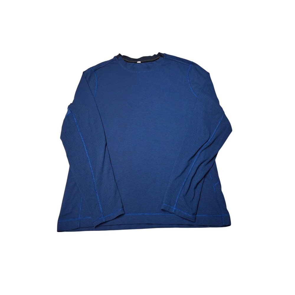 Lululemon Mens Metal Vent Tech Long Sleeve Shirt Blue Stripe XL Training Top